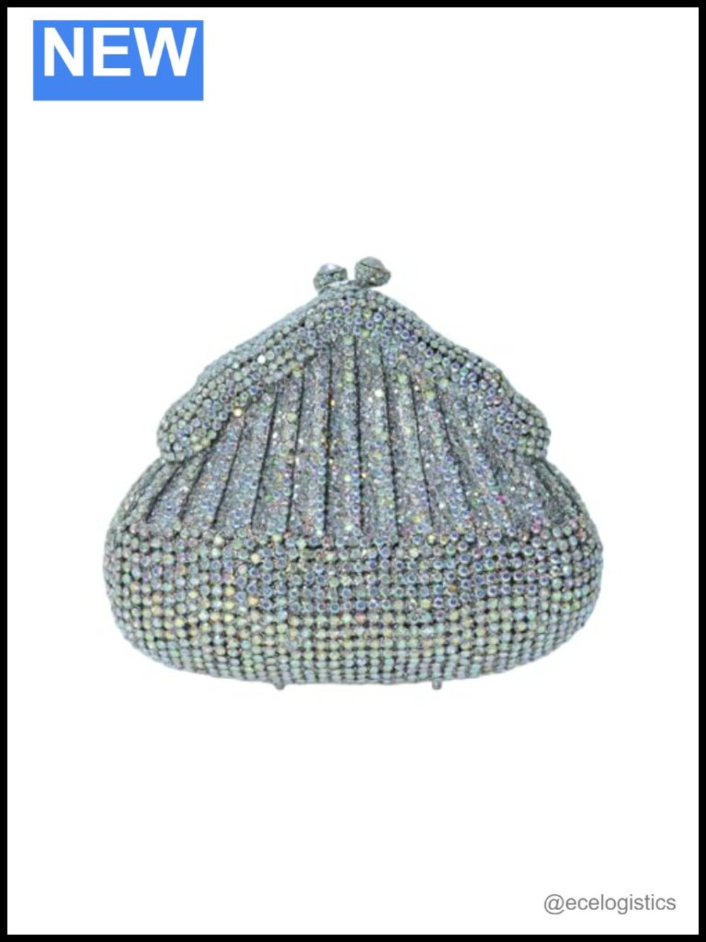 Crystal Rhinestone Evening Clutch Magnet Closure Detachable Chain Bridal Purse